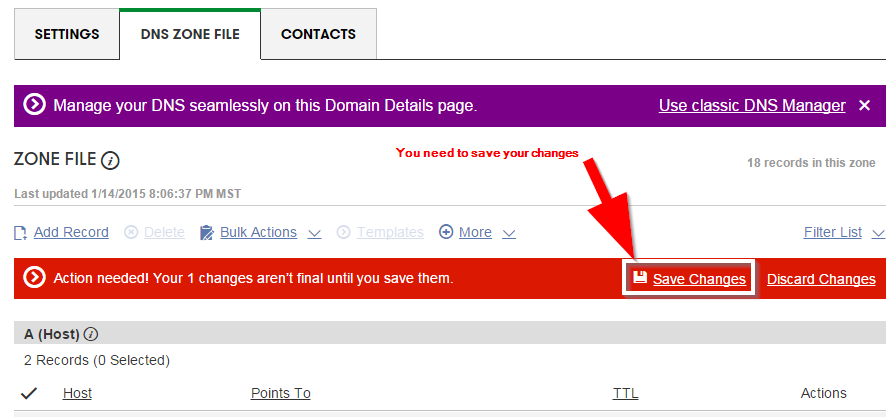 Save your CNAME change permanantly